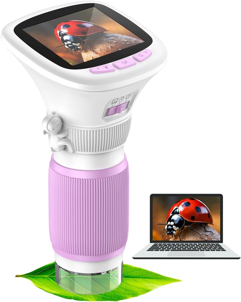 EDCREATY Microscope for Kids, 200X-1000X Portable Pocket Handheld Microscope, 2.4 High-Definition Screen, 200W Pixels for Birthday Christmas Holiday Toys Gifts for 5 6 7 8 9 10 11 12 Kids - Image 1